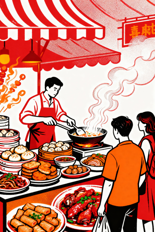 街头美食摊-图片