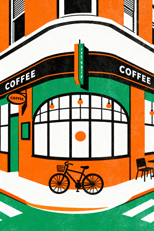 咖啡馆街角风景-图片