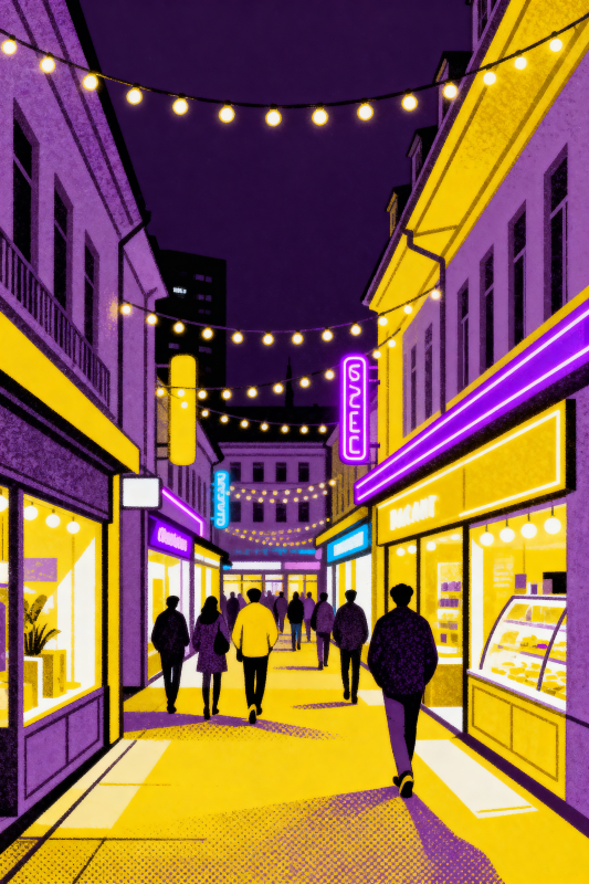 夜市霓虹街景-图片