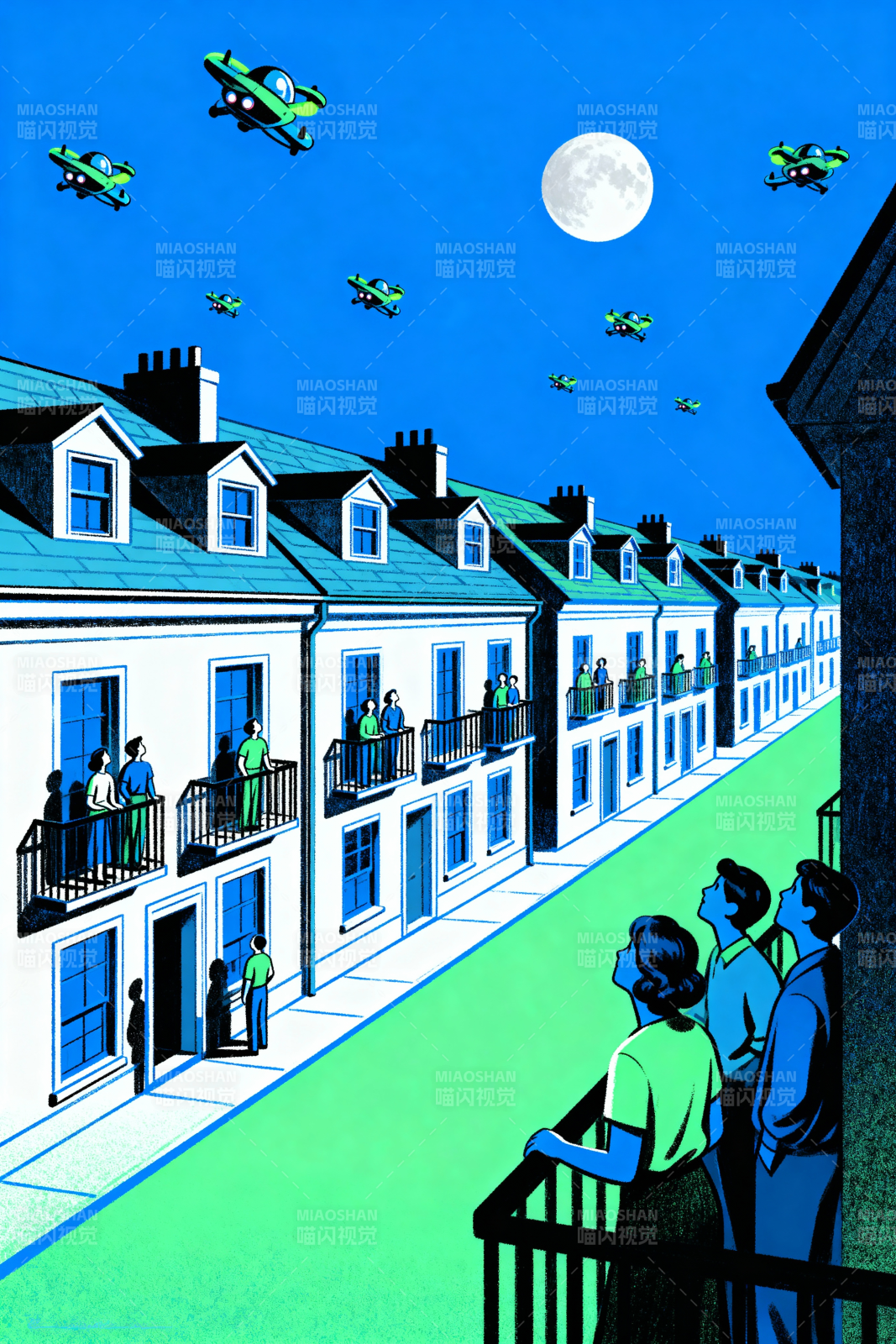 月夜飞艇奇观-图片