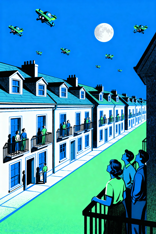 月夜飞艇奇观-图片