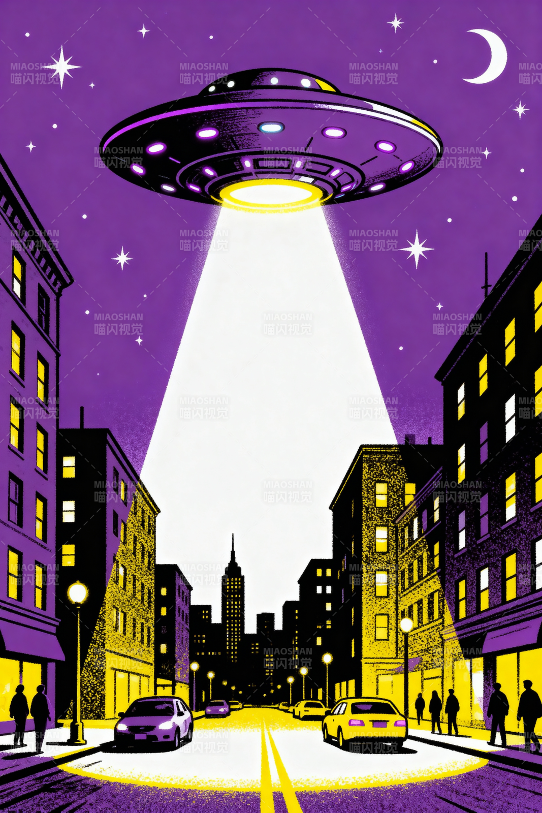 飞碟夜袭城市-图片