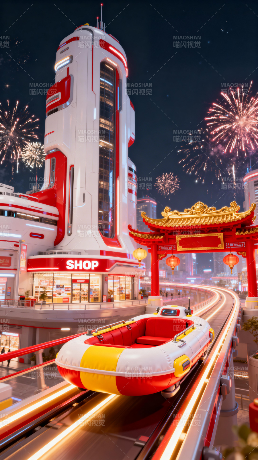 春節(jié)科技感3D場景-圖片