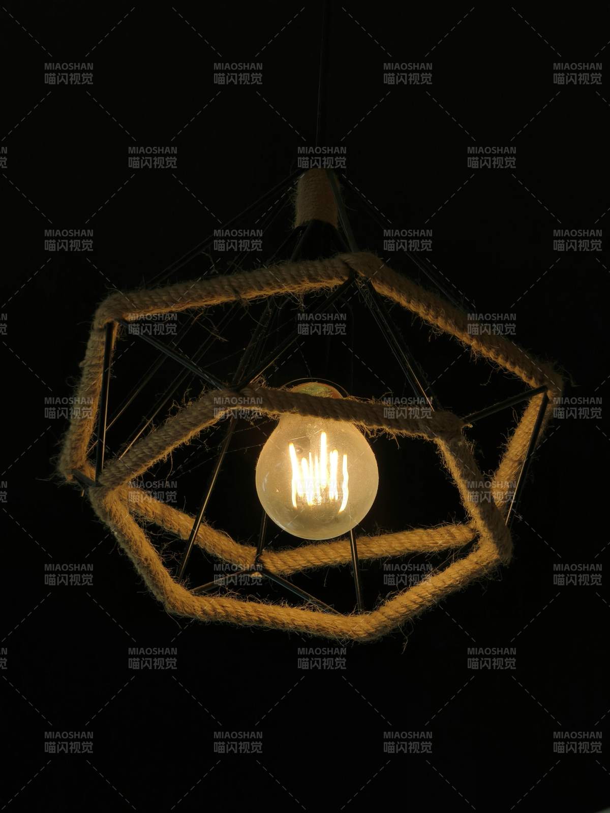 復古繩藝暖光燈-攝影圖