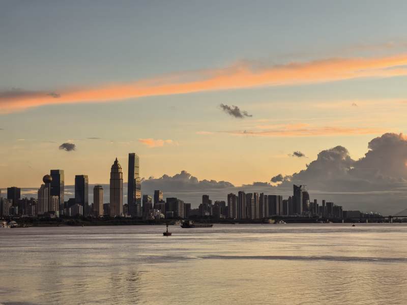 長江城市天際線日落-攝影圖