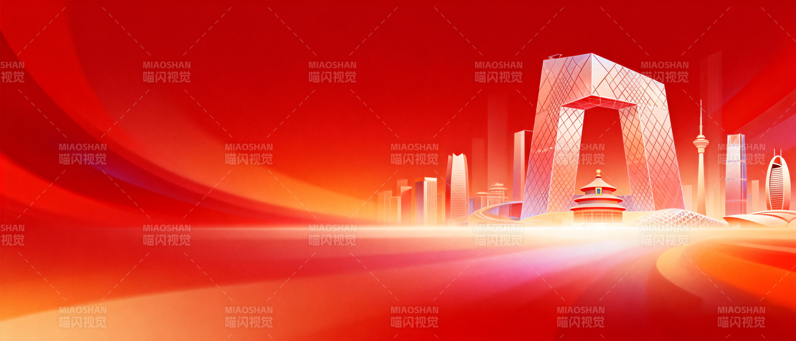 紅色城市剪影-圖片