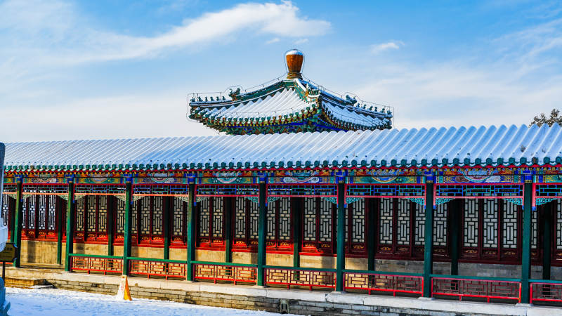 頤和園佛香閣雪后古建筑美景-攝影圖