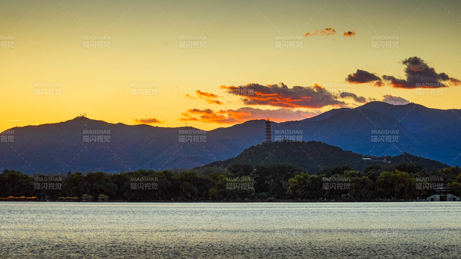 颐和园湖光山色夕阳美-摄影图
