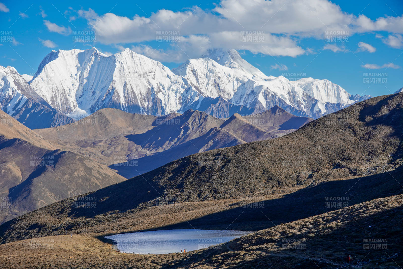 雪山下的海子-摄影图