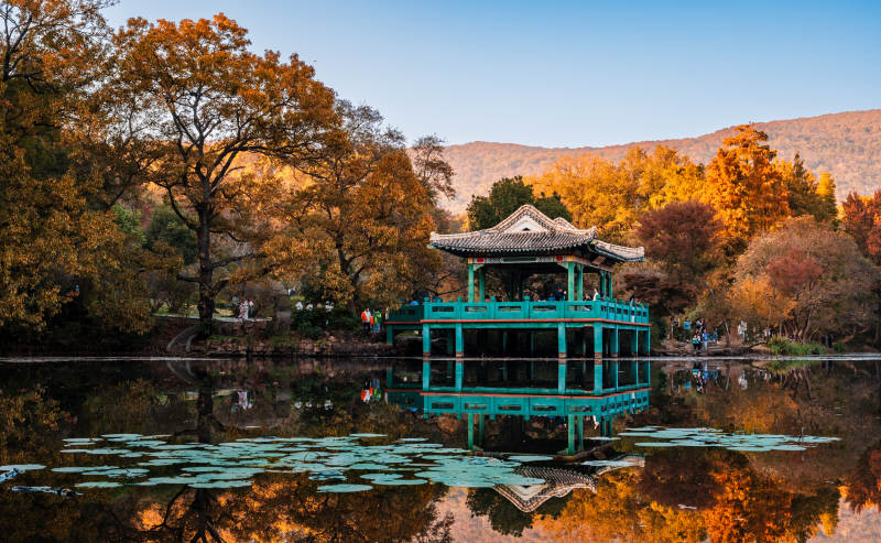 秋湖亭影-攝影圖