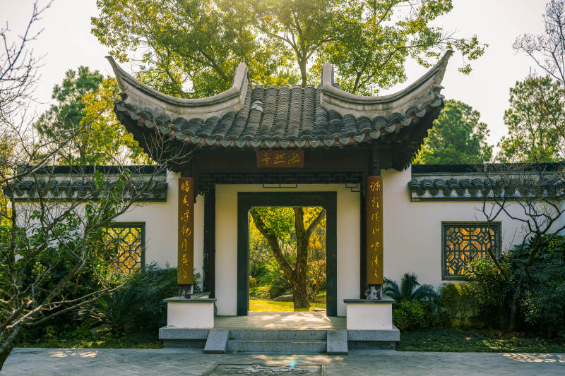 古典園林門景-攝影圖