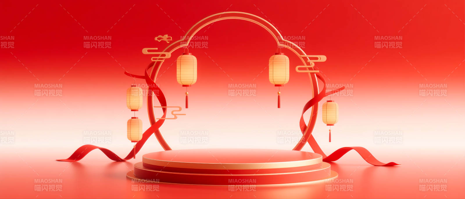 紅色國潮風電商場景圖-圖片