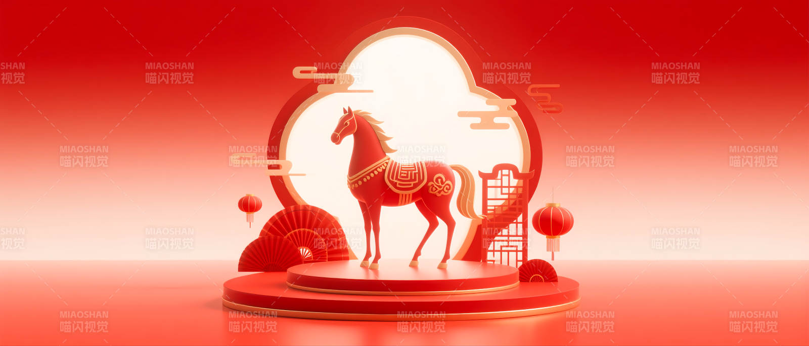 馬年新春賀歲舞臺背景-圖片
