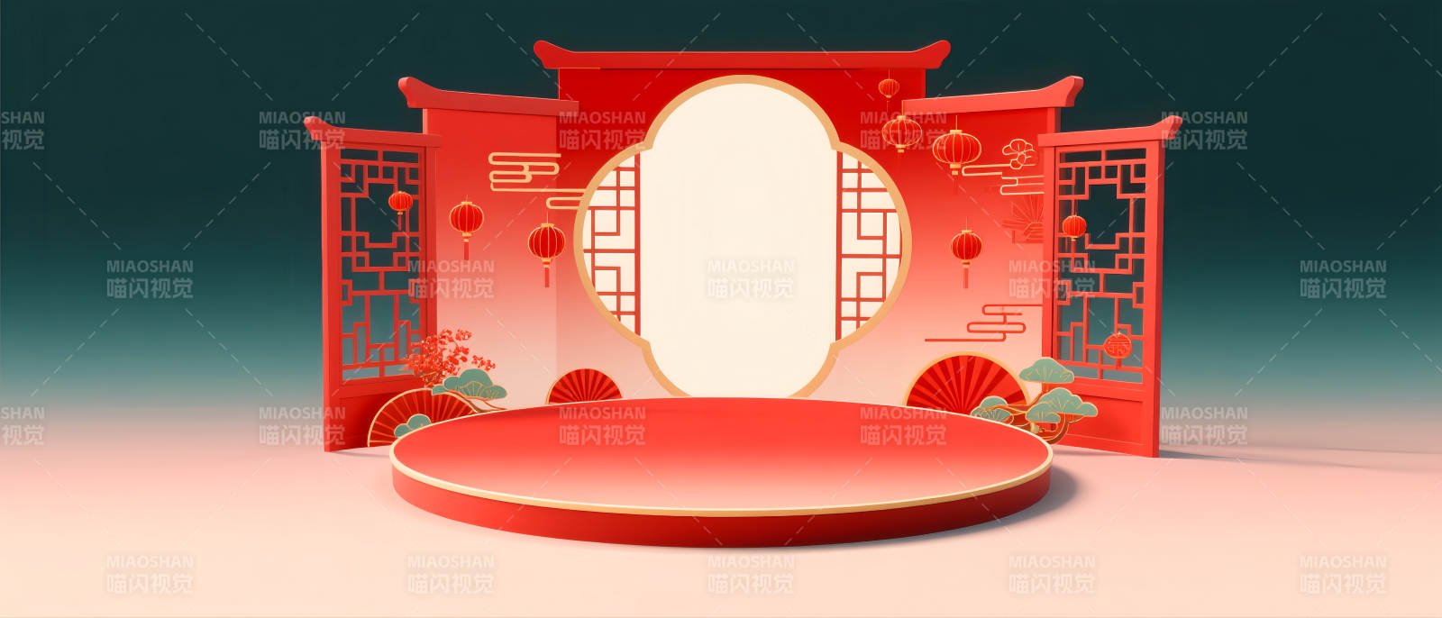 紅色國潮風電商場景圖-圖片