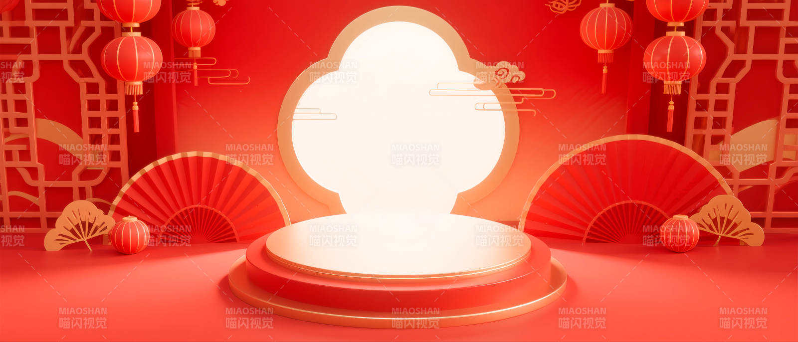 馬年電商新春喜慶舞臺-圖片