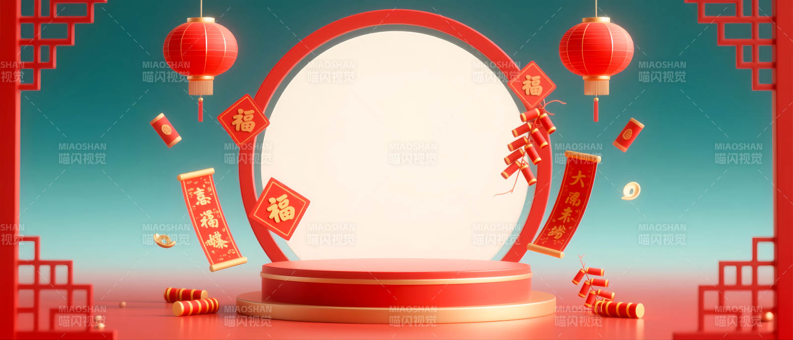 紅色國潮風電商場景圖-圖片