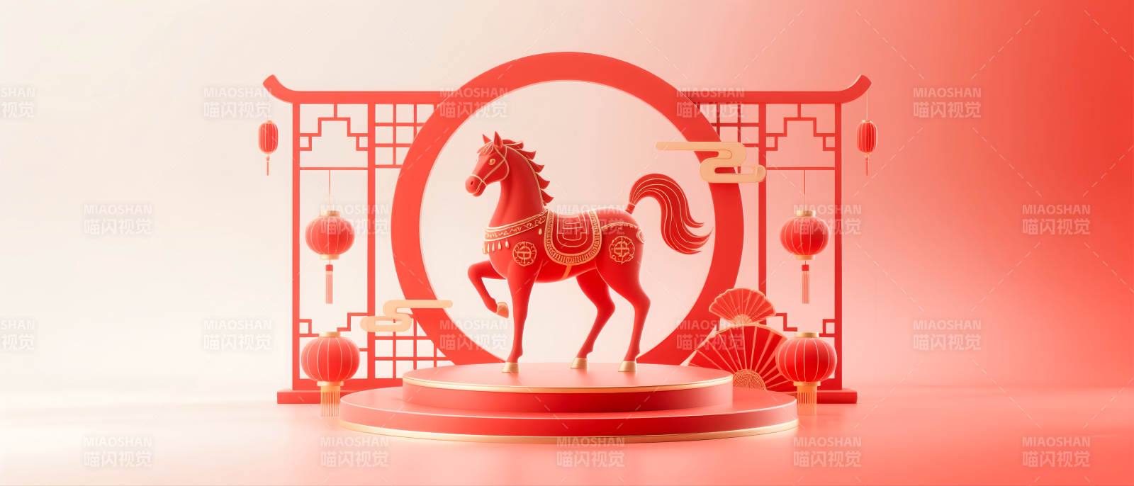 红色国潮风电商场景图-图片