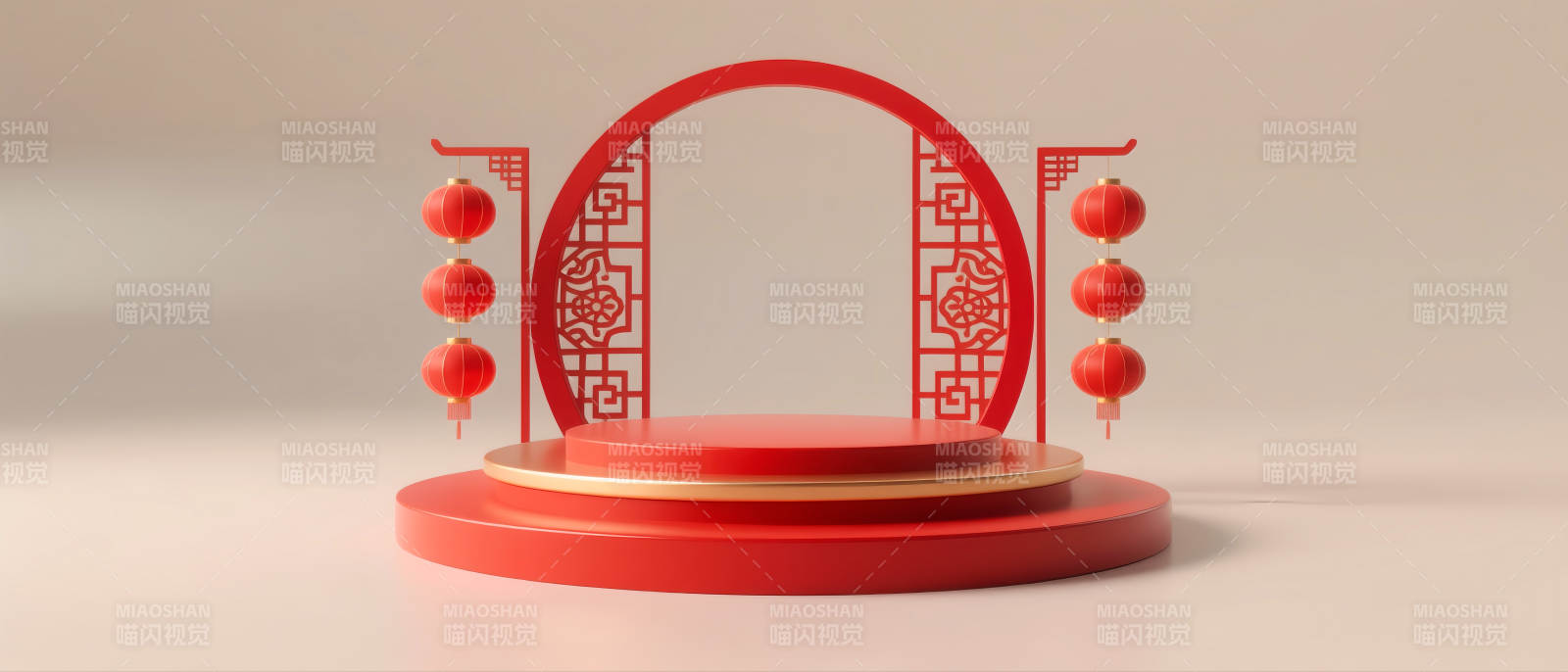 红色国潮风电商场景图-图片