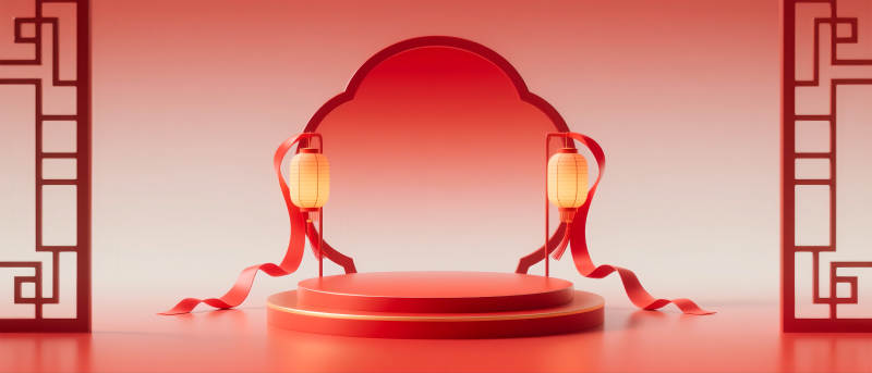 紅色國潮風電商場景圖-圖片