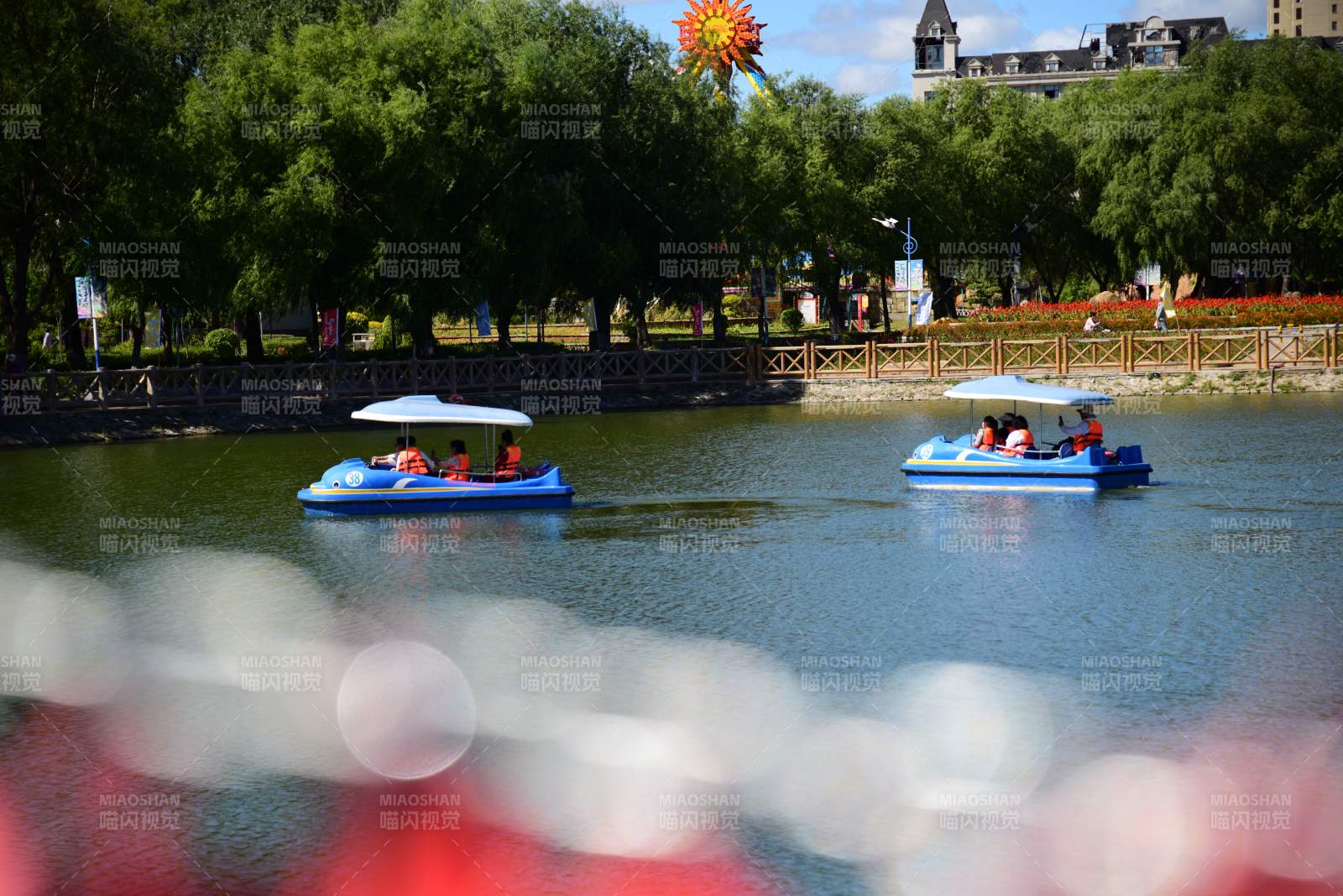 湖上劃船樂融融-攝影圖