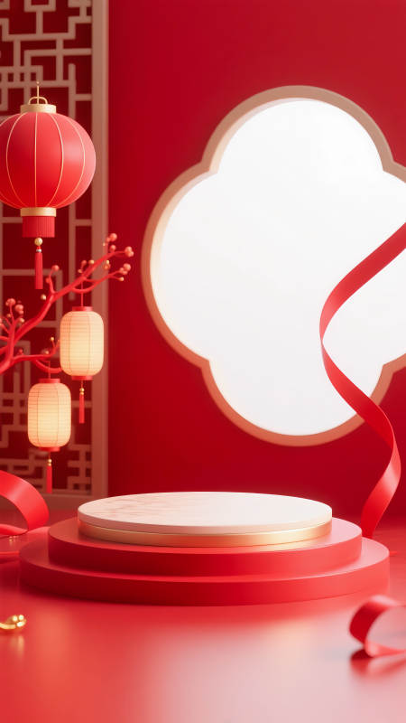 新春喜慶舞臺電商場景圖-圖片