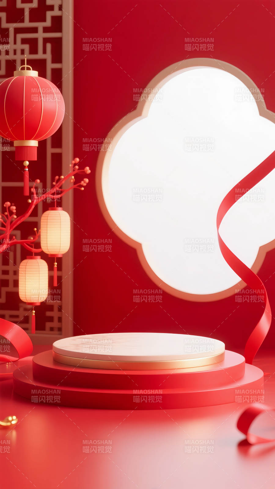 新春喜慶舞臺電商場景圖-圖片