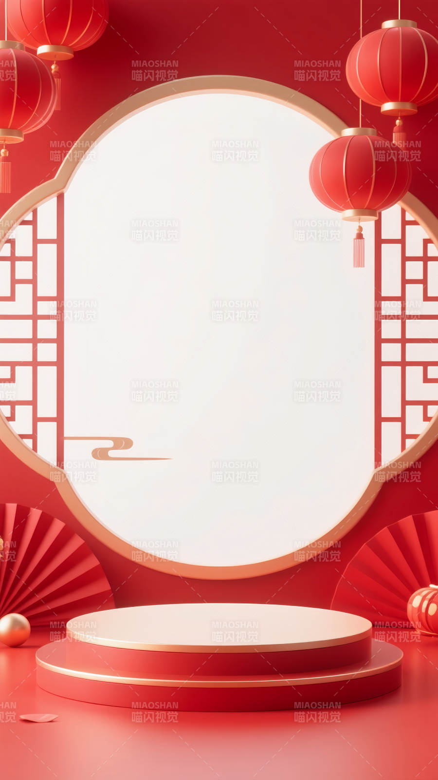 新春喜庆舞台电商场景图-图片