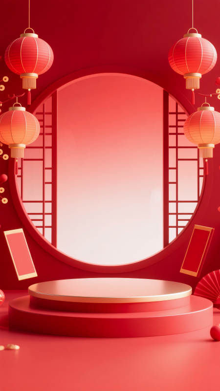 红韵新春舞台电商场景图-图片