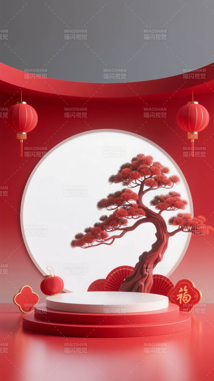 紅韻迎春電商場景圖-圖片