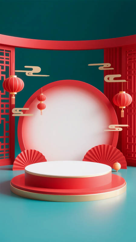 紅韻東方舞臺電商場景圖-圖片