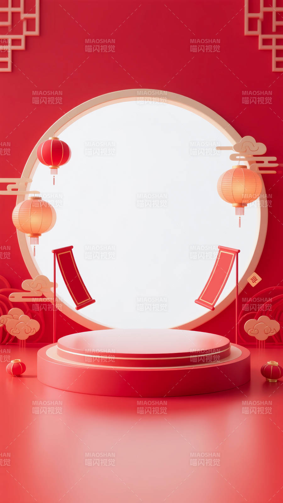 新春喜慶舞臺電商場景圖-圖片