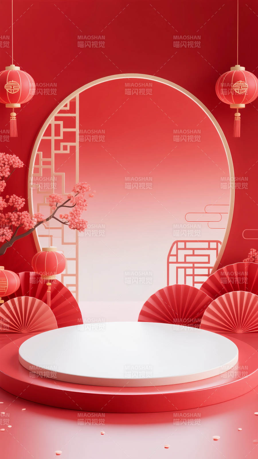 新春喜慶舞臺電商場景圖-圖片