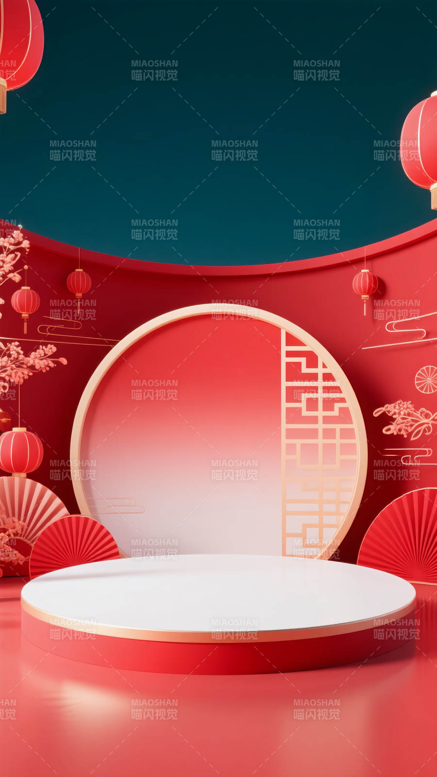 新春喜慶舞臺電商場景圖-圖片