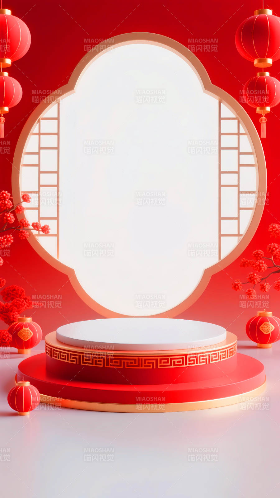 新春喜慶舞臺(tái)電商場(chǎng)景圖-圖片