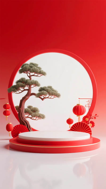 紅韻松影迎新春-圖片