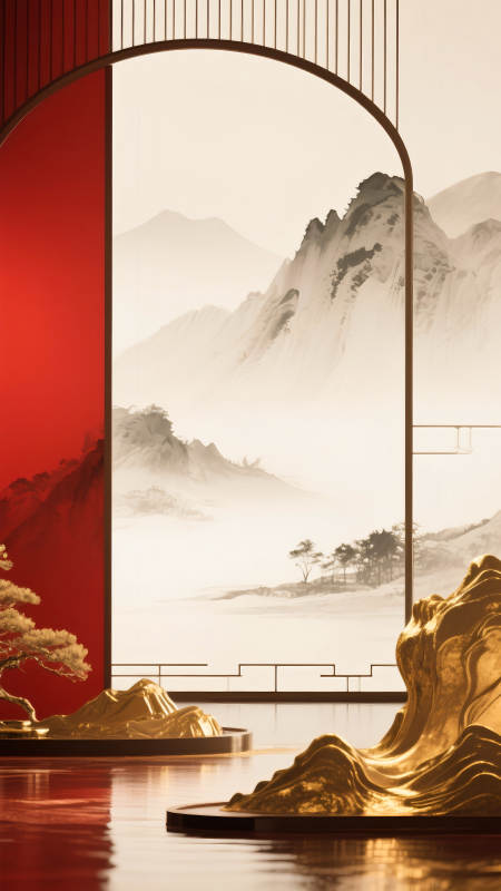 金山紅影山水間-圖片