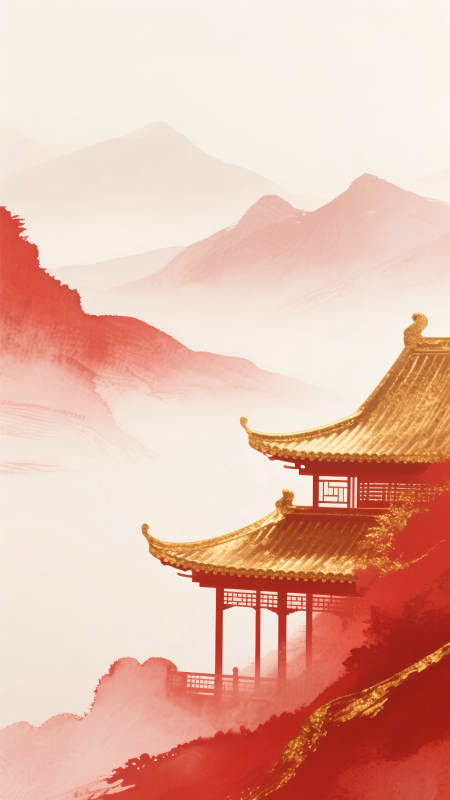 山水樓閣圖-圖片