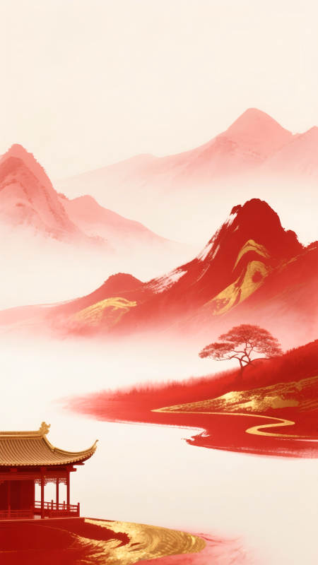 山水紅韻-圖片