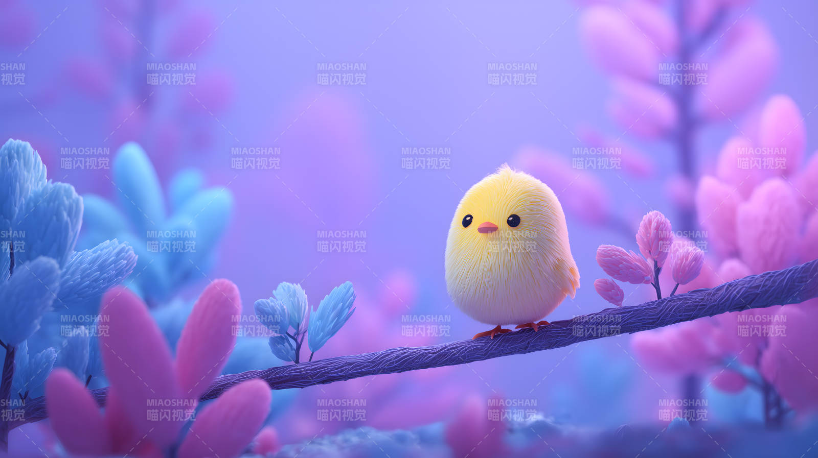 可愛小鳥棲息夢(mèng)幻世界-圖片