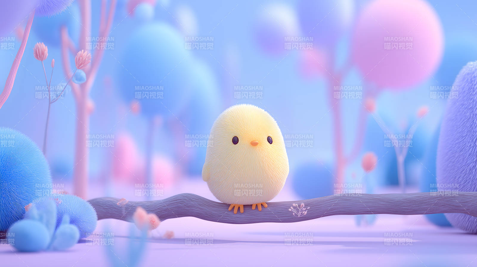 可爱小鸡在梦幻森林里-图片