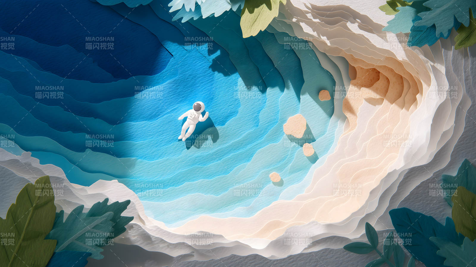 宇航员漂浮在海水中图片