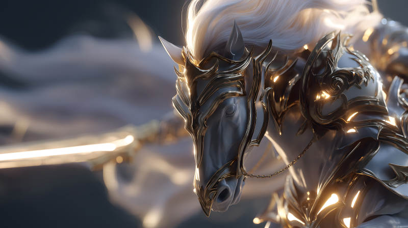 金色盔甲骏马特写-图片