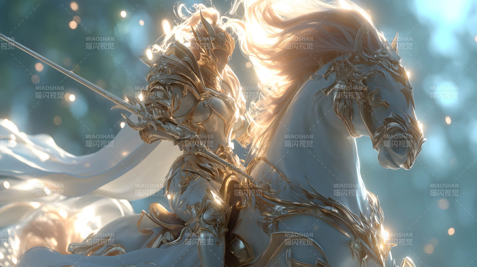 金色骑士与白马-图片