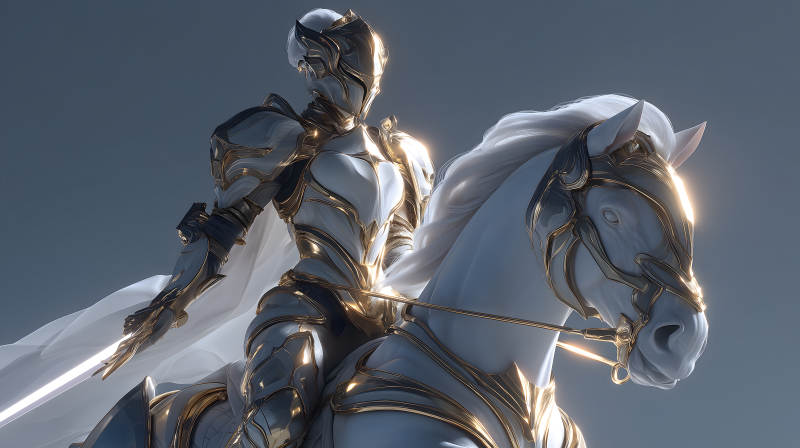 骑士骑马盔甲发光-图片