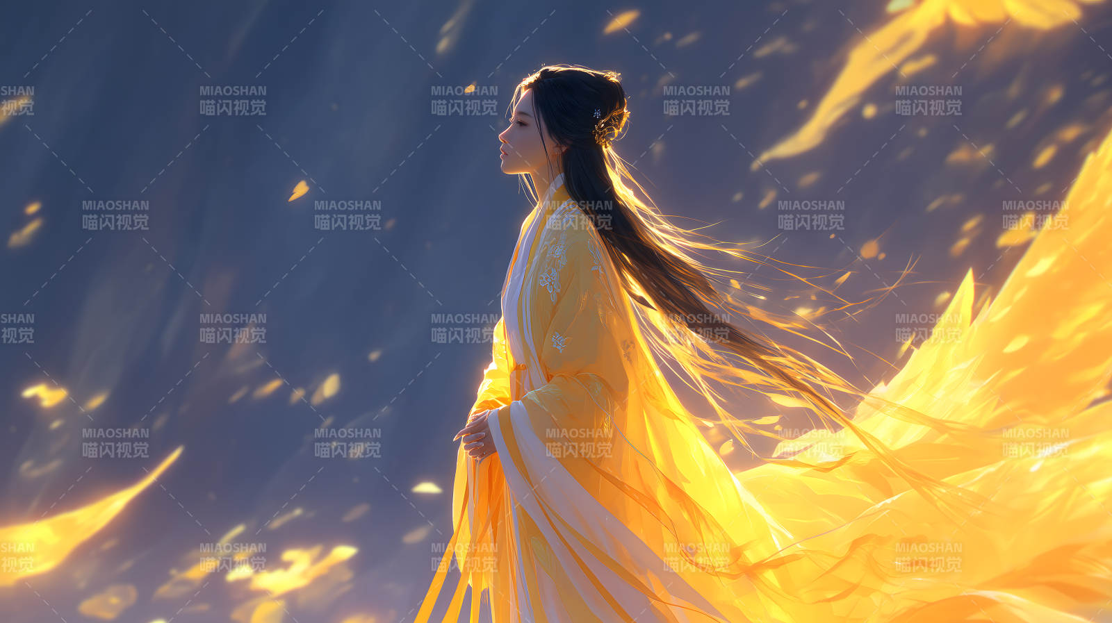 金衣女子飞翔画面-图片