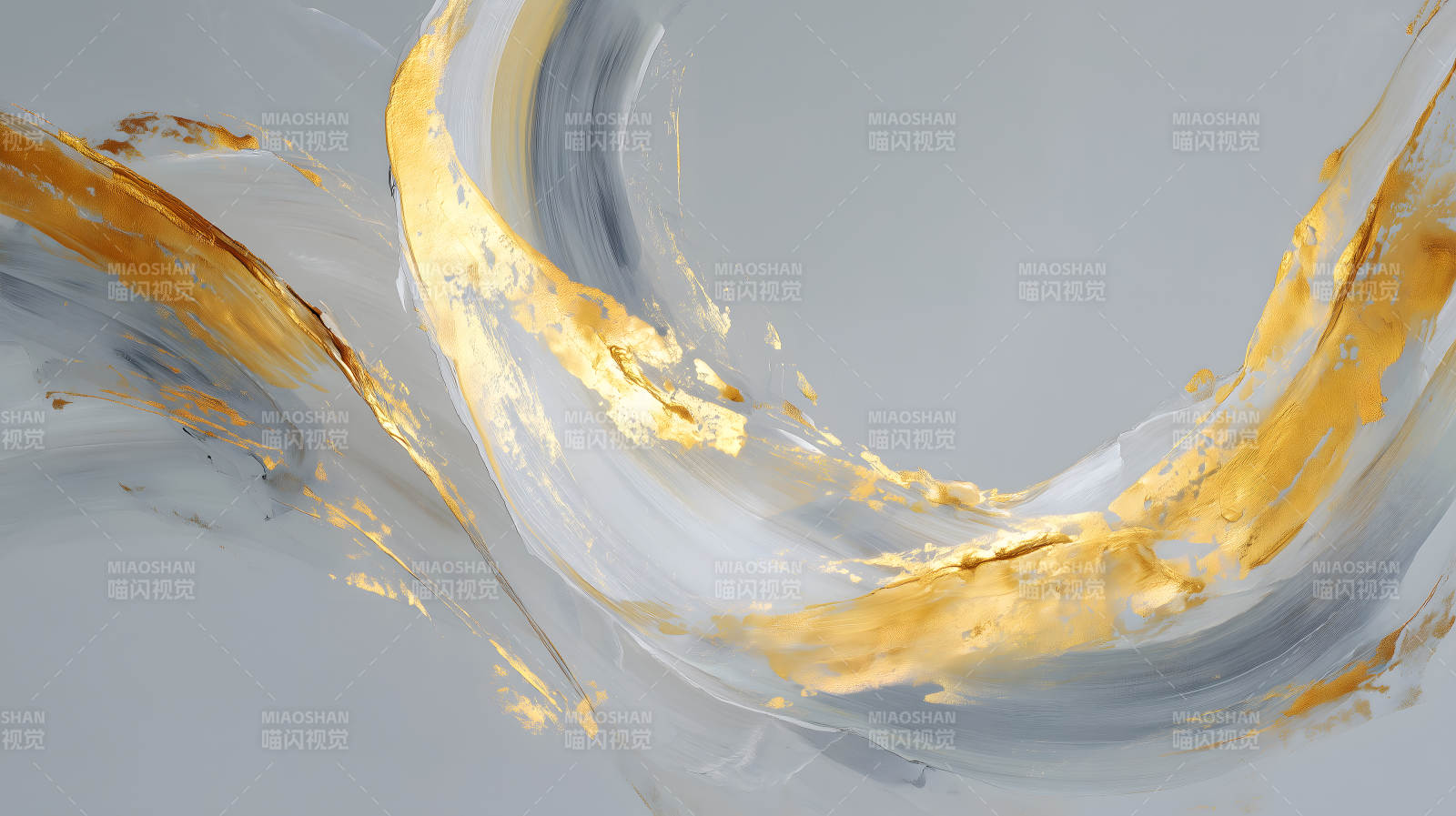 金色绸带抽象画图片