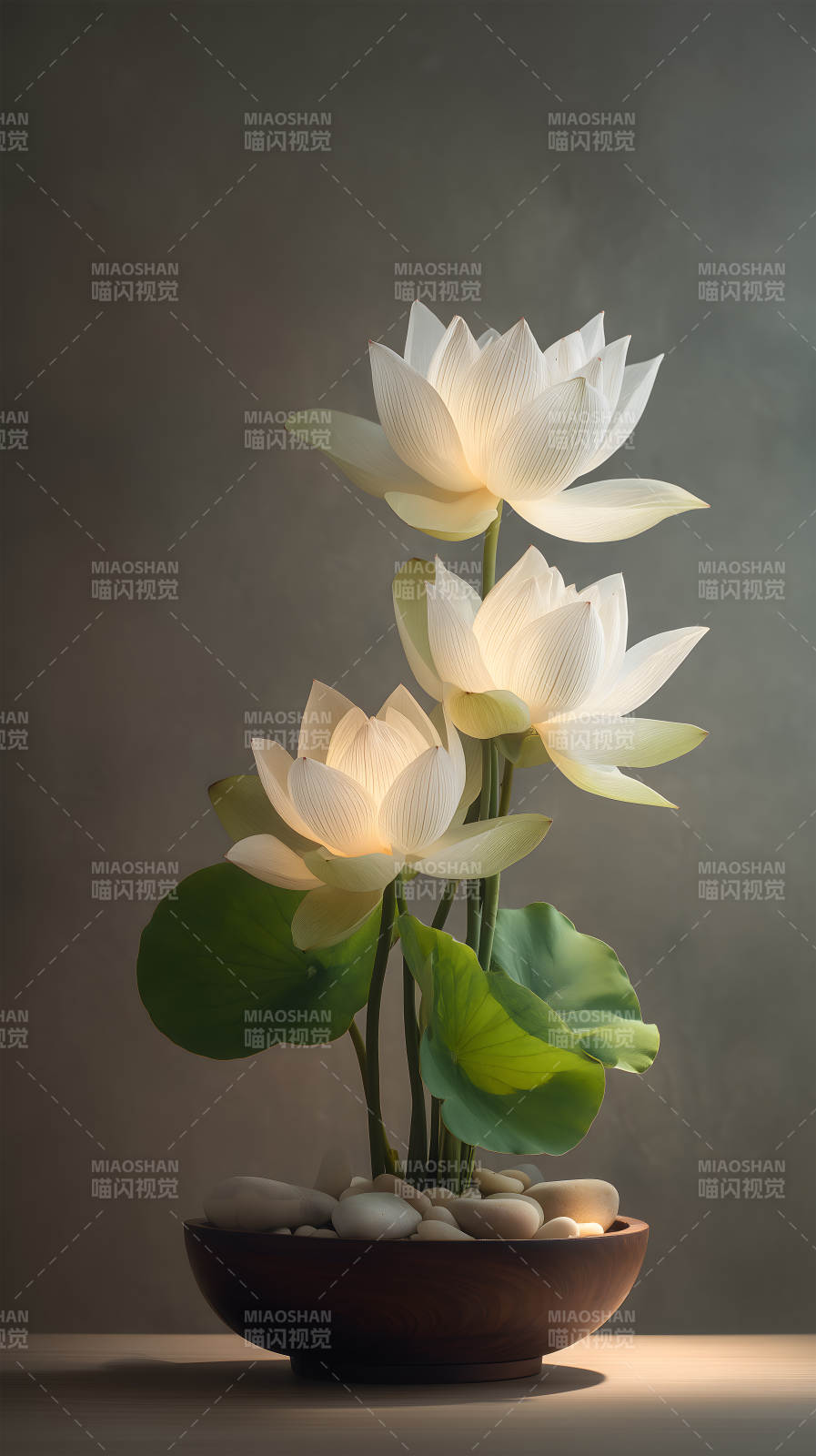 莲花盆栽光影细腻图片