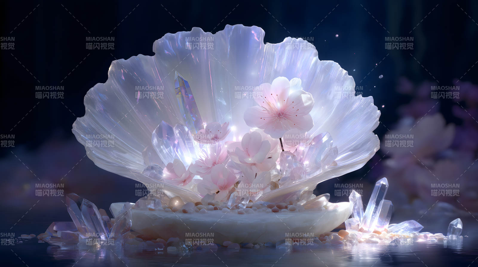 貝殼花朵水晶夢(mèng)幻-圖片