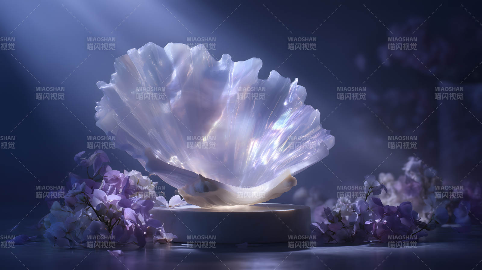 珍珠贝壳绽放光芒图片