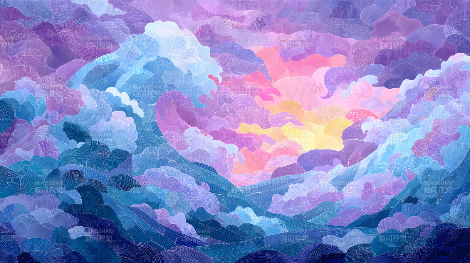 梦幻天空海浪艺术图片